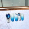 Blue Pearl Handmade Nail Tips - Ballerina M / 블루