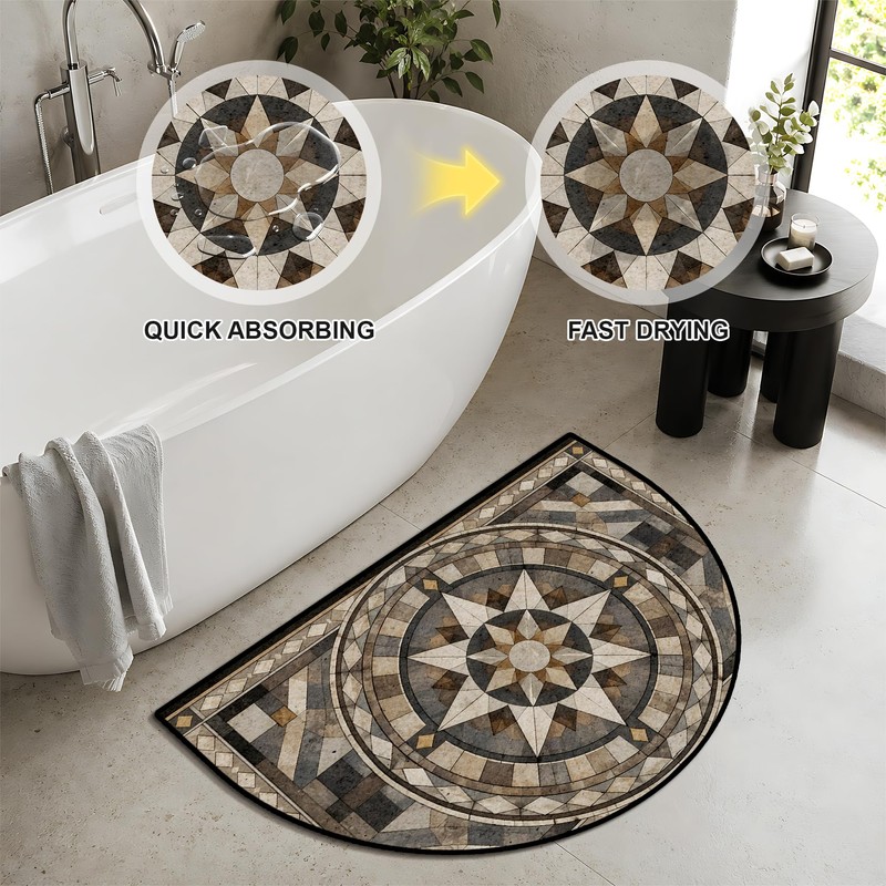Half Circle Door Mat Thin Non-Slip Absorbent Half Moon Rug