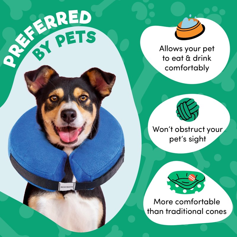 BENCMATE Inflatable Dog Cone Collar Alternative, Soft Dog Cone for