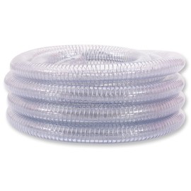 DAVCO 3/8" ID x 25 ft PVC Reinforced Tubing With Spiral Steel Wire, High Pressure Flexible Vinyl Hose Heavy Duty Clear Suction Tube,Non-Toxic, Vacuum Dust Collection Pipe