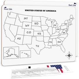 SCRIBBLEDO United States Map for Classroom Dry Erase Board for Kids Map of The United States 11”x14” White Board Teacher Student Classroom Learning Practice Travel USA Whiteboard