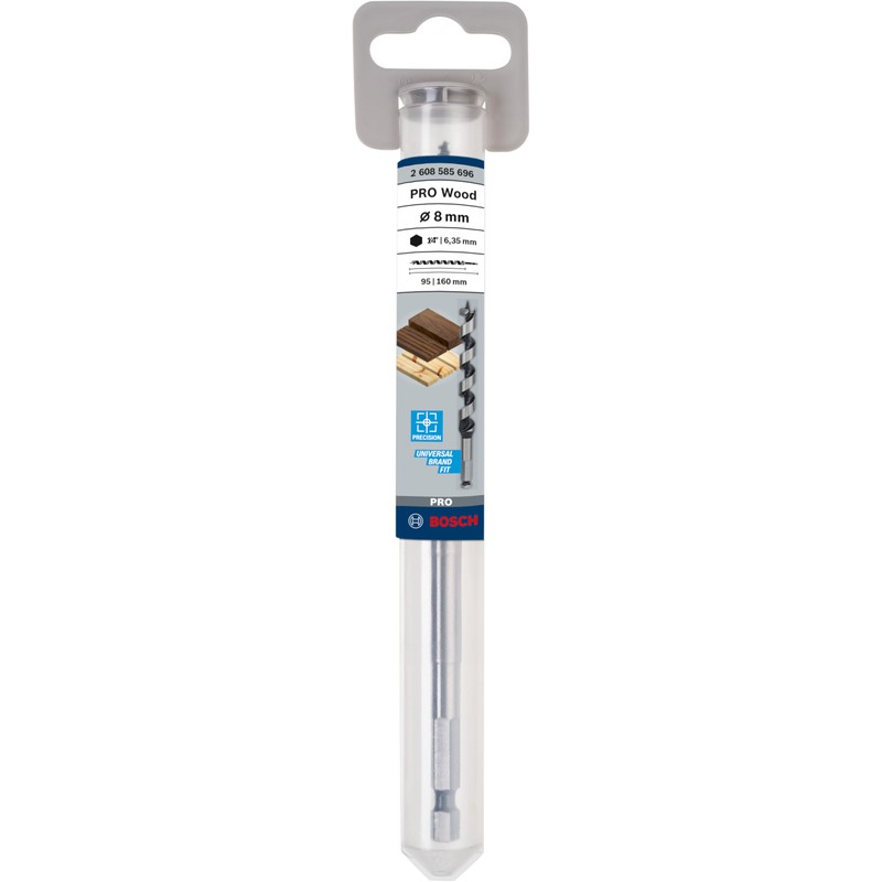 Bosch 2608585696 Wood Auger Drill Bit, Black/Silver, 8 x 100