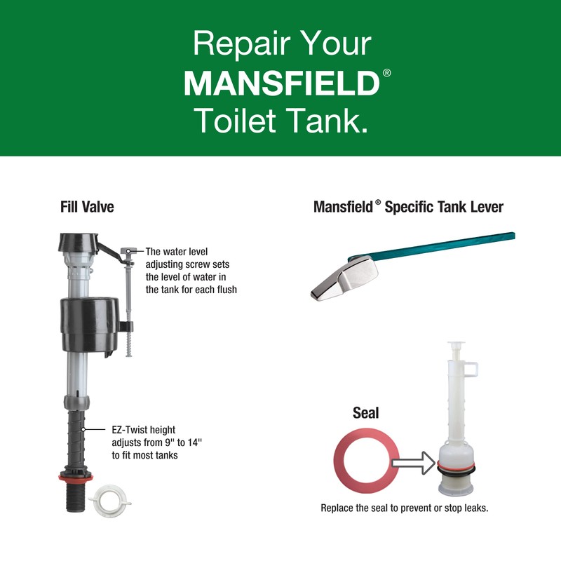 Fluidmaster K-400A-023 Mansfield Toilet Fill Valve and Flush Valve Seal