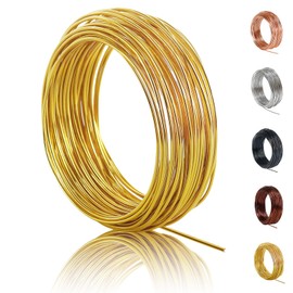 POPOYU 50 m Aluminium Wire, Craft Wire, 1 mm, Silver Craft Wire, Thin Metal Wire Sculpture, Craft Wire Aluminium Wire for Making Crafts, Binding Wire DIY Sculptures, Gold