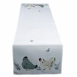 texpot Table Runner 40 x 140 cm with Embroidery Chickens Butterflies Easter Spring