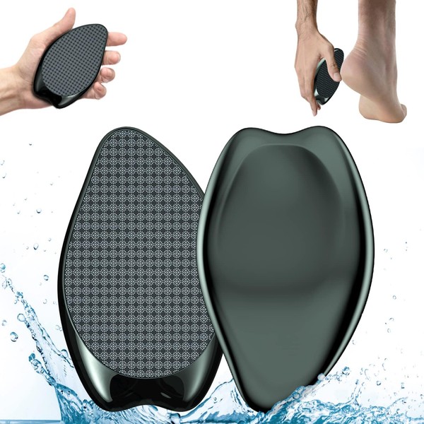 2-in-1 Nano Glass Callus Remover, Highly Effective Callus Removal for Wet & Dry Feet, Professional Callus File, Callus Rasp for Foot Care, Safe and Quick Callus Removal (Black)