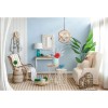 Rattan Globe Pendant Light 3-Light Adjustable Chain Hanging Chandelier for