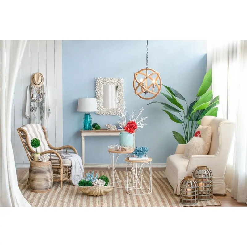 Rattan Globe Pendant Light 3-Light Adjustable Chain Hanging Chandelier for