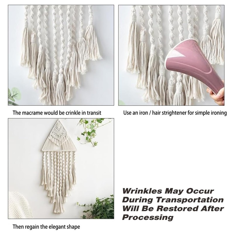 AIMALL Handmade Macrame Wall Hanging, Boho Triangle Dreamcatcher Tapestry, Cotton
