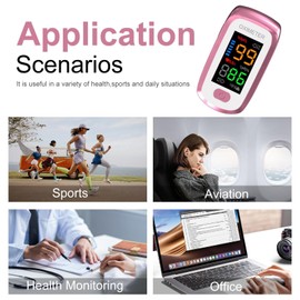 Blood oxygen meter finger, Oxygen meter finger pulse oximeter, Pulse oximeter for kids and Adult, Oxymeter Pulse OX for Sports Aviation Use Pink1