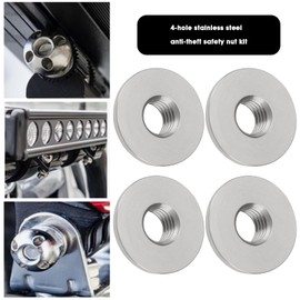 Be In Your Mind 1 Set M8 4-Hole Anti-Theft Nut Set Stainless Steel Anti-Theft Device for Roof Tent Bicycle Carrier Solar System (4 Nuts 1 Lock) Silver