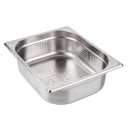 GN pan 1/2 perforated 32,5 x 26,5 cm, 100 mm deep stainless steel, 6,5 litres