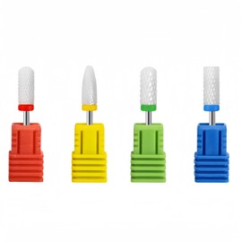 Ceramic Nail Drill Bits Set 4 Pcs - 3/32’’ (2.35mm) Professional Electric Efile Nail Drill Bits for Manicure Pedicure Cuticle Acrylic Gel Nail Polishing