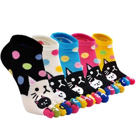 CaiDieNu Womens Toe Socks Animal Socks Cotton Five Finger Socks Colorful Funny Casual Crew Socks for Ladies