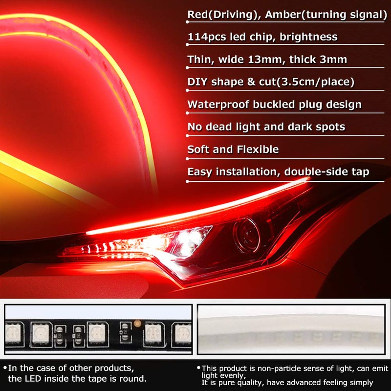 OPP ULITE Red Amber LED Strip Light 2Pcs 23 Inches