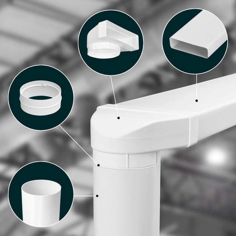 KOTARBAU® Flat Duct Deflection Piece 90° for Ventilation Duct Round-Square