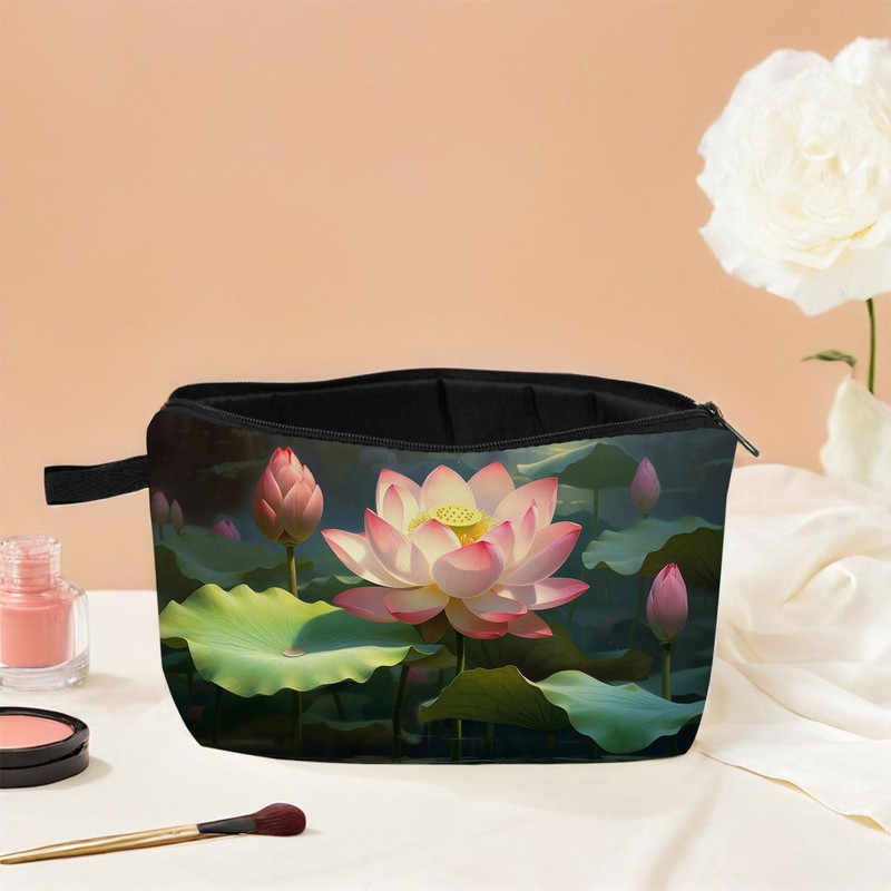 MoCaliduccious Lotus Flower Women Makeup Bag Daily Cosmetics Storage Pouch