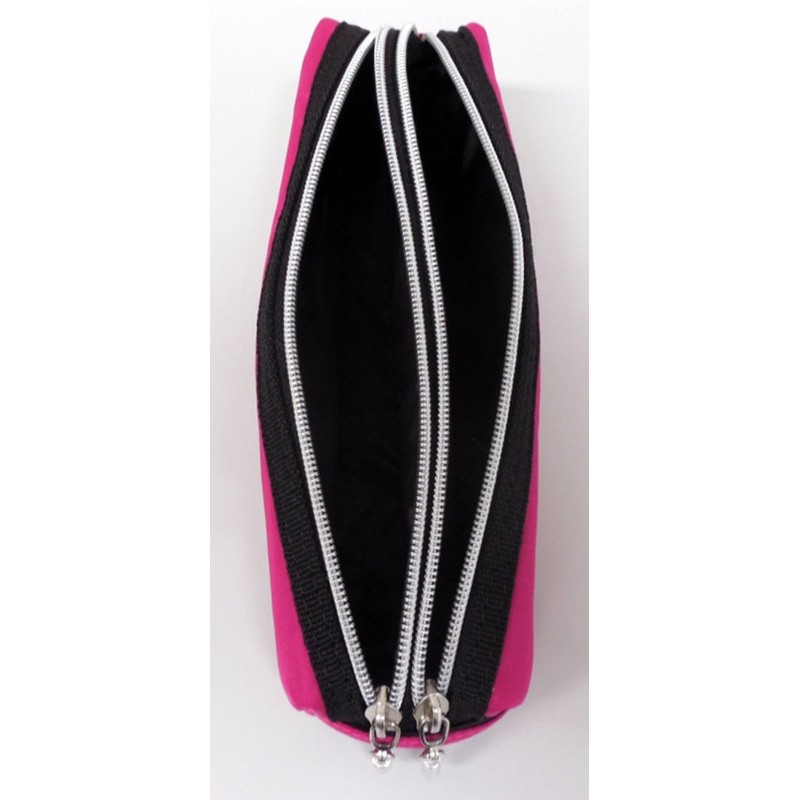reimei藤井 Pencil Case Double Zipper , safety pink