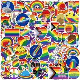MEPLUM Pride Stickers, 200 PCS Rainbow Pride Sticker Bulk for Pride Stuff, Gay Stickers for Laptop Case Motorcycle Helmet