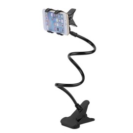 PARENCE. - Gooseneck Adjustable Phone Holder, 360° Rotating Articulated Arm/Universal Flexible Double Clamp Holder for Smartphone/Desk, Bed - Black Color