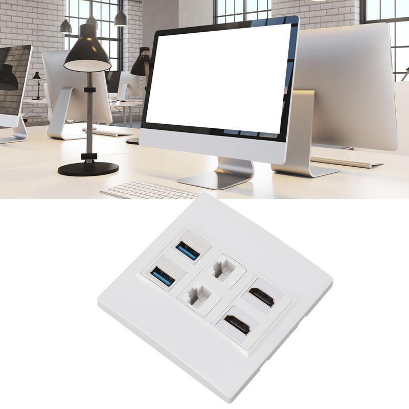 6 Port Multimedia Wall Plate 5Gbps 4K 60HZ HD Multimedia