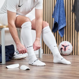 Silicone Soccer Leg Bands for Adults & Older Kids - Tape Alternative to Hold Shin Guards in Place - Variety of Colours to Match Your Team Uniform (White)
