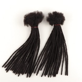 Black Human Hair, 0.4 cm, Hand Crocheted, Long Braids, Fear of Locking Human Hair (6 Inches, 20 Pieces/Pack)