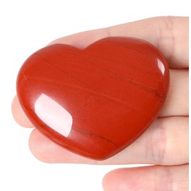 MAIBAOTA 45 mm Red Jasper Crystal Heart Stone Natural Healing Crystals Gemstone Big Heart Shaped Rocks Polished Love Stone Palm Crystal Stone