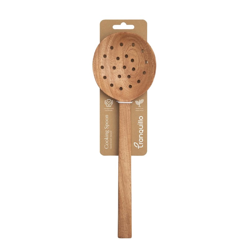 Serving Spoon Natural Neem Wooden Kitchen Utensil Slotted Spoon Kitchen
