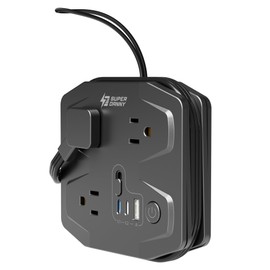 35W Fast Charging Travel Power Strip, SUPERDANNY 3-Foot Wrap Up Extension Cord with 3 Outlets 3 USB Ports, No Surge Protector Cruise Approved Portable Mini Travel Charger for Home Hotel, White