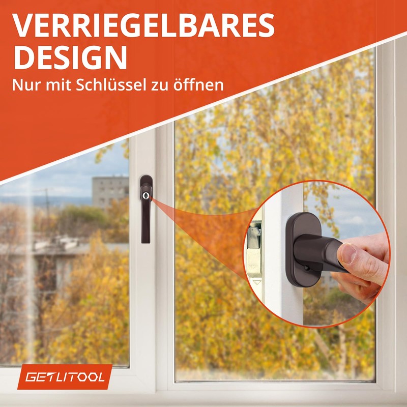 GETLITOOL Lockable Window Handles, Pack of 4 Aluminium Window Lock
