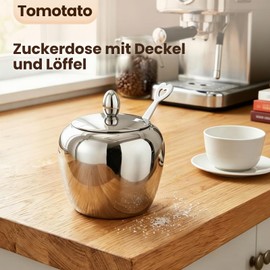 Sugar Bowl Stainless Steel Spice Pot with Lid and Spoon for Home Bar