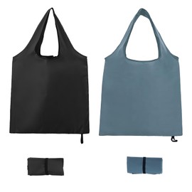 witeup 2 PCS Small Grocery Bag,Reusable Shopping Bag, Fold up Shopping Bag Canvas Tote Bag, Resable Foldable Shopping Bag,Storage Black and Grey Folding in a Pouch Washable Grocery Bags