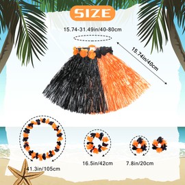 Fortuning's JDS Girl's Hawaiian Hula Grass Skirt for Luau Party Outfits Kids Flowers Costume for Fall Autumn Thanksgiving