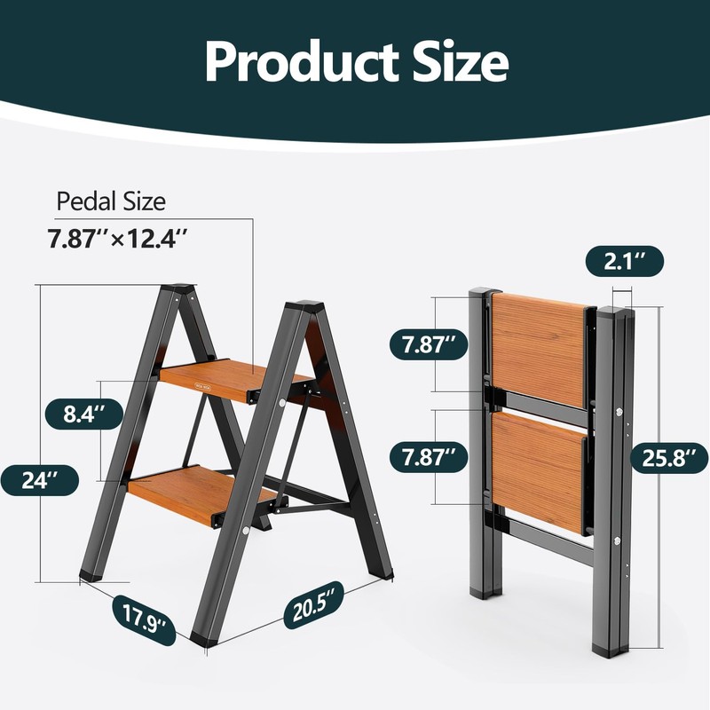 WOA WOA Step Ladder, Widening Pedals for Extra Balance, Lightweight