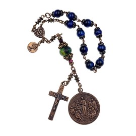 Preaching Jesus Holy Eucharist Blue Tiger Eye Chrysocolla Bronze Chaplet