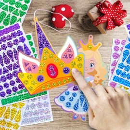 EDSPORTSHOUSE Mosaic Foil Stickers Craft Kits for Kids - Unicorns & Princesses,DIY Party Favors Craft Activity,Travel Toys,Easter Basket Stuffers,Birthday Gifts for Girls Ages 3,4,5,6,7,8