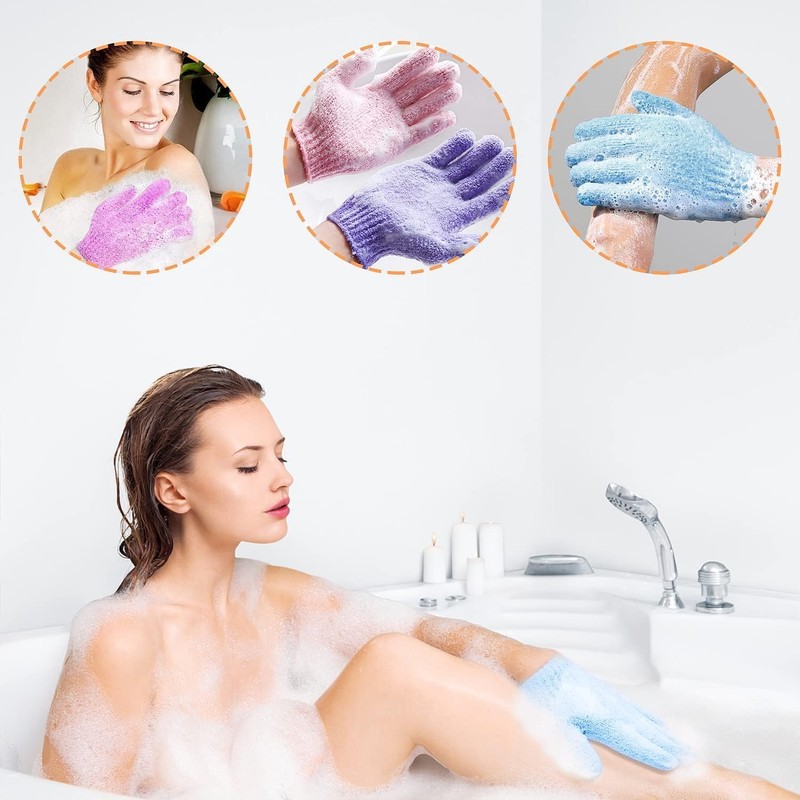 Guante Exfoliante Corporal y Facial (4 Pares) Limpieza Profunda para