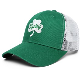 St Patricks Day Embroidered Trucker Hat for Men and Women Saint Pattys Shamrock Adjustable Washable Baseball Cap Gifts