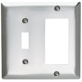 Legrand - Pass & Seymour SL126CC5 Wall Plate Stainless Steel 430 Two Gang Single Toggle Single Decorator No Line