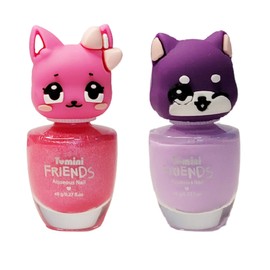 Tomini Children's Friends Water-based Nail 8ml x 2-piece set, Twinkle Pink (cat) + Lavender (dog), 1 set / 투미니 어린이 프렌즈 수성 네일 8ml x 2종 세트, 트윙클핑크(고양이) + 라벤더(강아지), 1세트