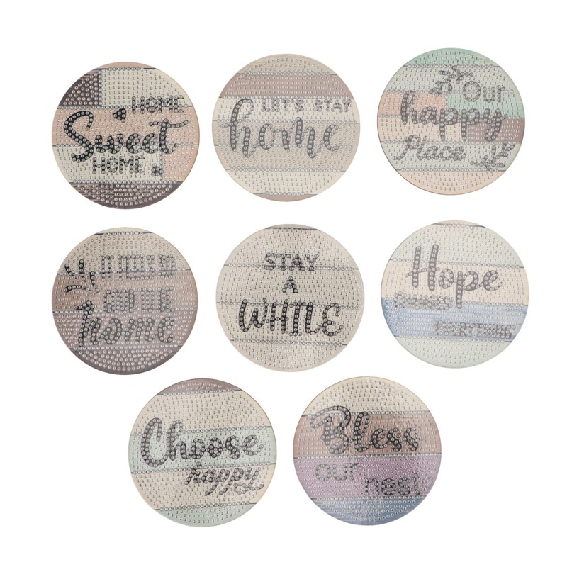 8Pcs Rhinestone Painting Coasters Assorted Style Strong Stickiness Odourless Coaster
