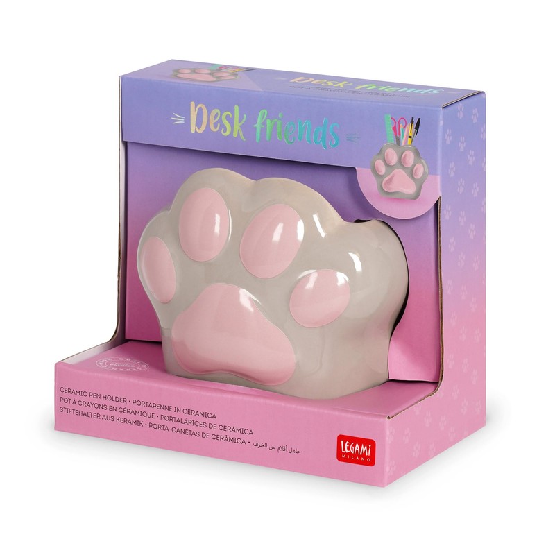 LEGAMI - Handpainted Ceramic Desk Friends Kitty Paw Pen Holder