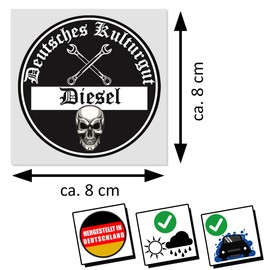 Diesel German Cultural Property Car Sticker Fine Dust Environmental Plaque Approx. 8 cm