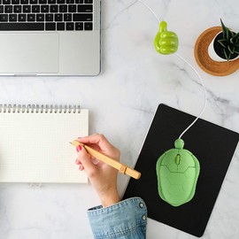 Dpisuuk Wired Mouse, Cute Turtle Shaped Animal Mouse, Silent Click Computer Corded Mouse with 1 Random Color Cord Holder, Mouse for Kids, Gaming Mouse for Laptop Computer Notebook MacBook-Green