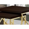 Monarch Specialties I TABLE-2PCS Set/Cappuccino/Gold Metal NESTING TABLE, Brown
