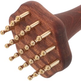 VILLCASE Cepillo de Masaje de Madera y Latón para Estimular Meridianos Scalp Massager Red Light, Peine para Masajear el Cuero Cabelludo y Uso Diario en Espalda y Abdomen