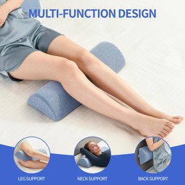 Zickskt Knee Pillow for Back Sleeping, Gel Memory Foam Leg Pillow for Back Pain, Under Leg Support for Sleeping, Half Moon Bolster Pillow