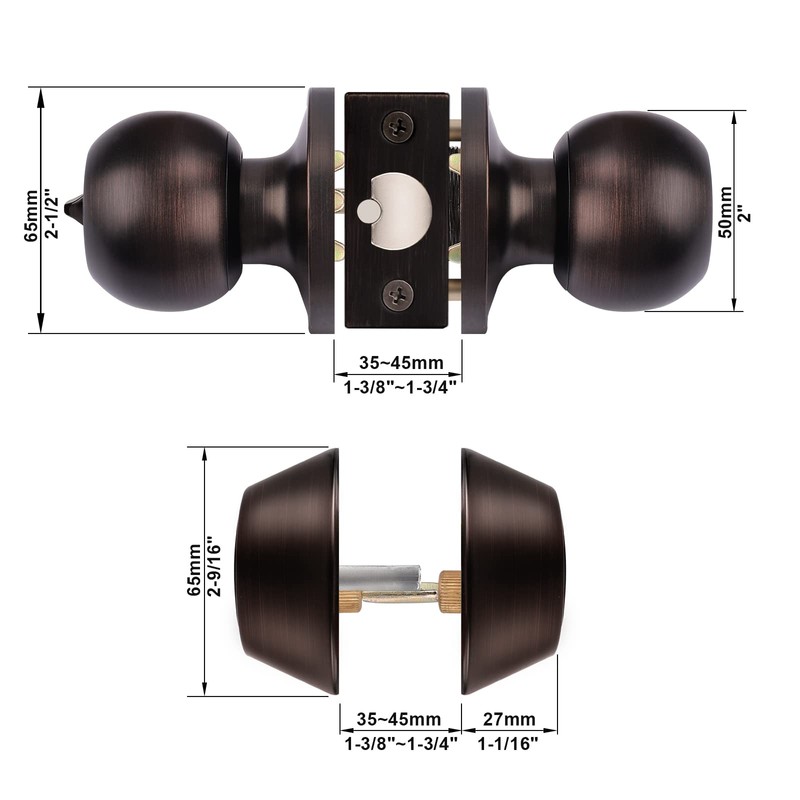 Probrico Oil Rubbed Bronze Entry Door Knob and Double Cylinder