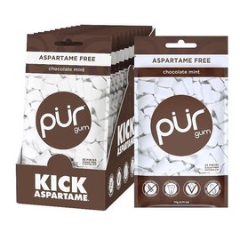 PUR Xylitol Chewing Gum CHOCOLATE MINT (55 Pieces, 12 Pack) Sugarless Vegan Pure
